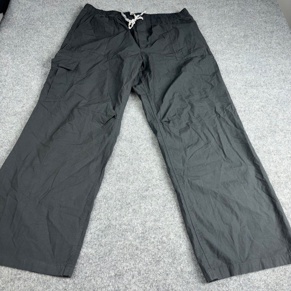Aerie Cargo Pants Womens XL Gray Wide Leg Cotton Elastic Waist Casual NWT New